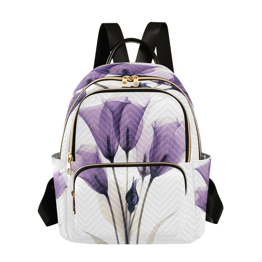 7376 Purple Tulip Flowers Mini Backpack Purse Travel Bag Lightweight